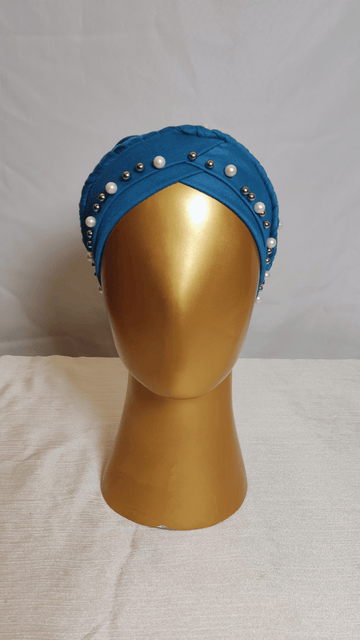 Braided Pearl Cap - Cerulean